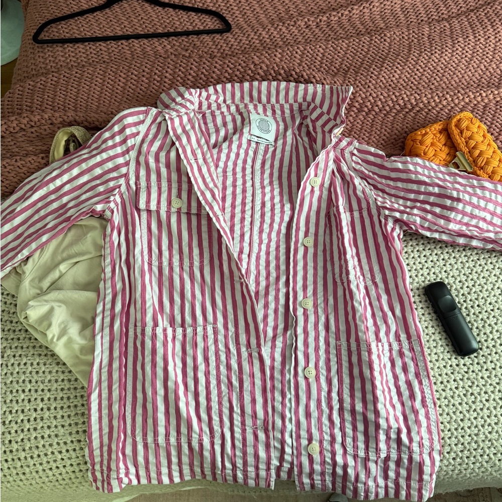 Urban Outfitters Pink and White Button Down Shirt